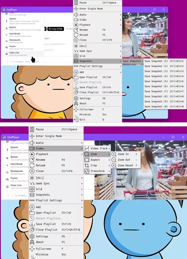 Grid Player Videos Right Click Menu